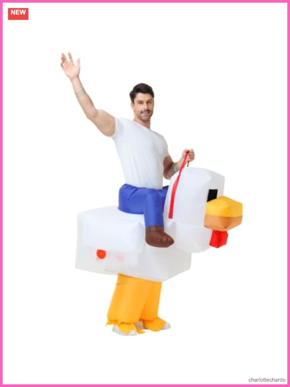 Inflatable Chicken Costume Adult Halloween Blow Up Suit with Fan Blower